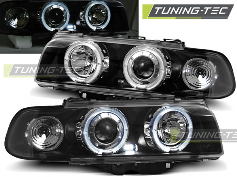 LED Angel Eyes Scheinwerfer für BMW 7er E38 94-98 schwarz